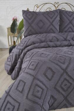 Çeyiz Diyarı Samira 3 Parça Çift Kişilik Pike Takımı Antrasit - 3