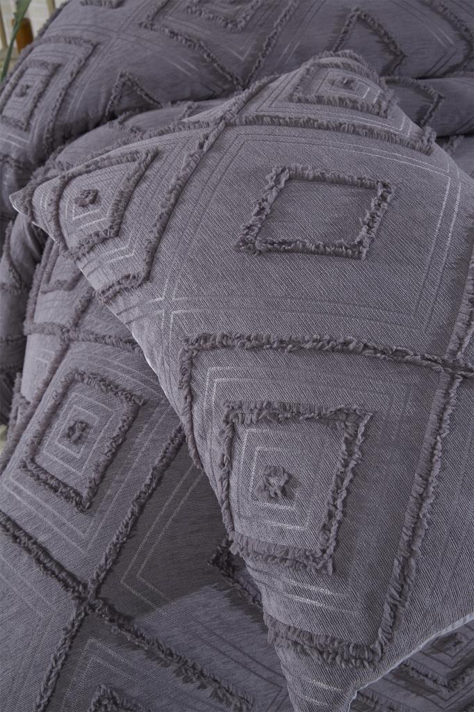 Çeyiz Diyarı Samira 3 Parça Çift Kişilik Pike Takımı Antrasit - 4