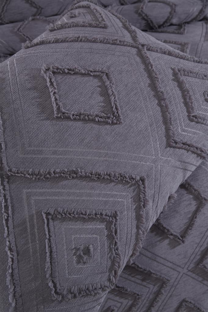 Çeyiz Diyarı Samira 3 Parça Çift Kişilik Pike Takımı Antrasit - 6