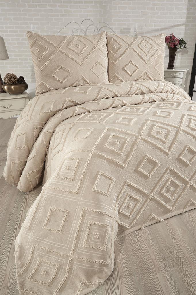 Çeyiz Diyarı Samira 3 Parça Çift Kişilik Pike Takımı Bej - 2