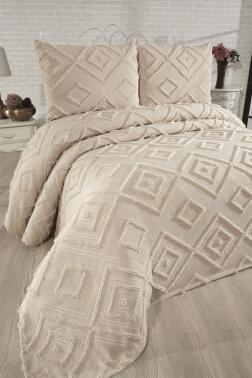 Çeyiz Diyarı Samira 3 Parça Çift Kişilik Pike Takımı Bej - 2