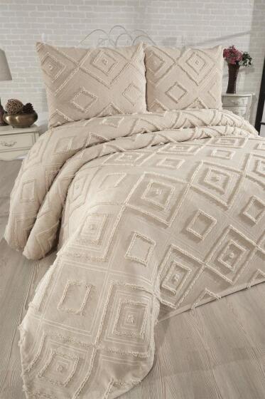 Çeyiz Diyarı Samira 3 Parça Çift Kişilik Pike Takımı Bej - Çeyiz Diyarı (1)