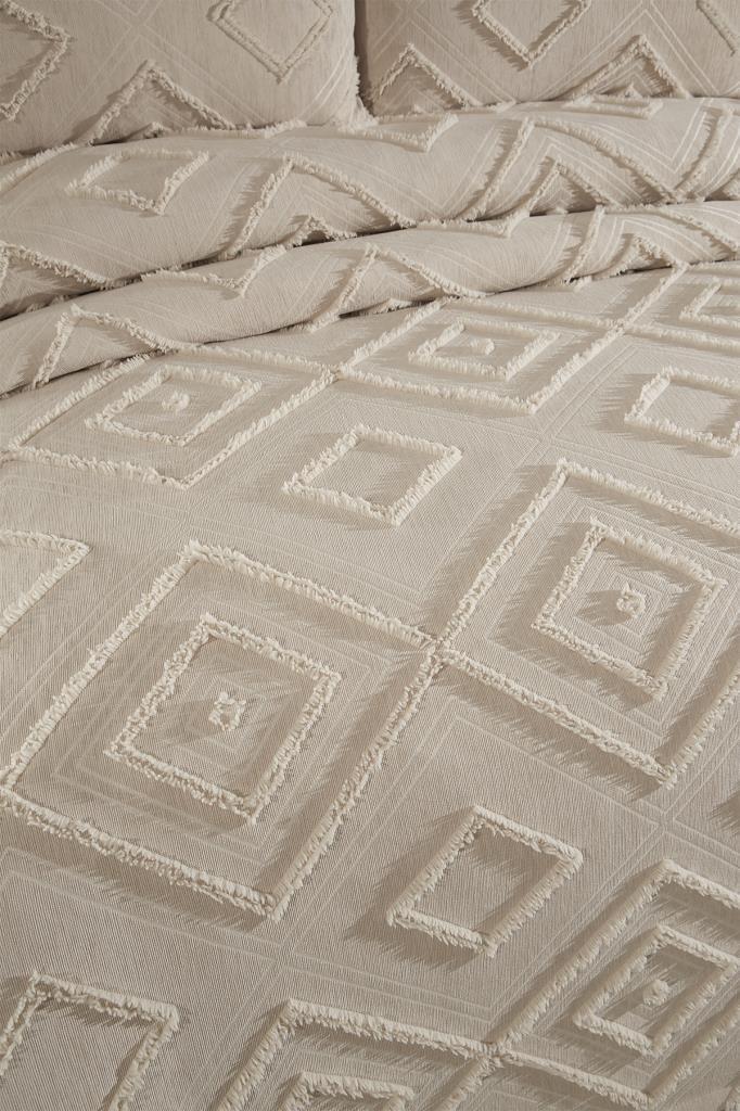 Çeyiz Diyarı Samira 3 Parça Çift Kişilik Pike Takımı Bej - 4