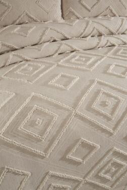 Çeyiz Diyarı Samira 3 Parça Çift Kişilik Pike Takımı Bej - 4
