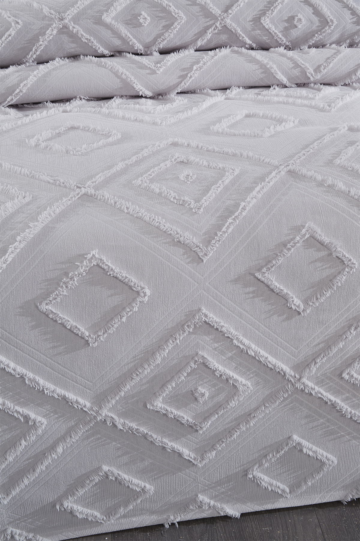 Çeyiz Diyarı Samira 3 Parça Çift Kişilik Pike Takımı Gri - 3