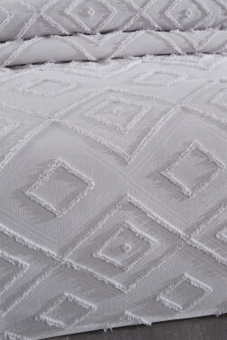 Çeyiz Diyarı Samira 3 Parça Çift Kişilik Pike Takımı Gri - 3