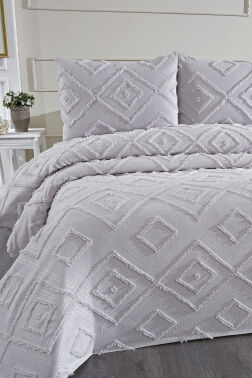 Çeyiz Diyarı Samira 3 Parça Çift Kişilik Pike Takımı Gri - 5