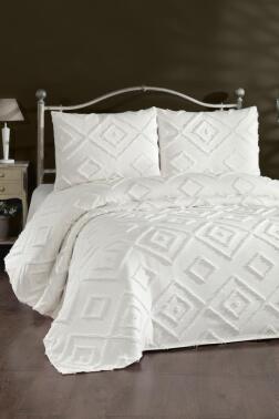 Çeyiz Diyarı Samira 3 Parça Çift Kişilik Pike Takımı Krem - 1