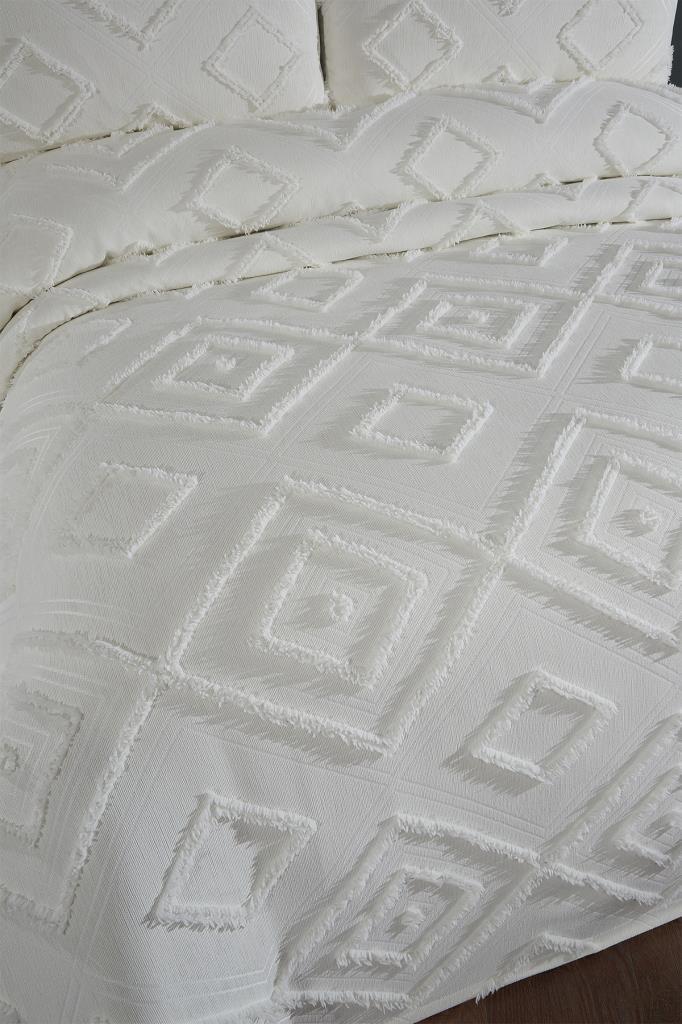 Çeyiz Diyarı Samira 3 Parça Çift Kişilik Pike Takımı Krem - 2