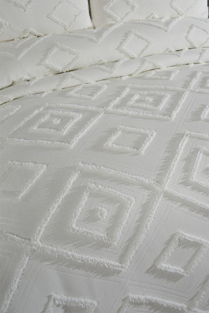 Çeyiz Diyarı Samira 3 Parça Çift Kişilik Pike Takımı Krem - 3