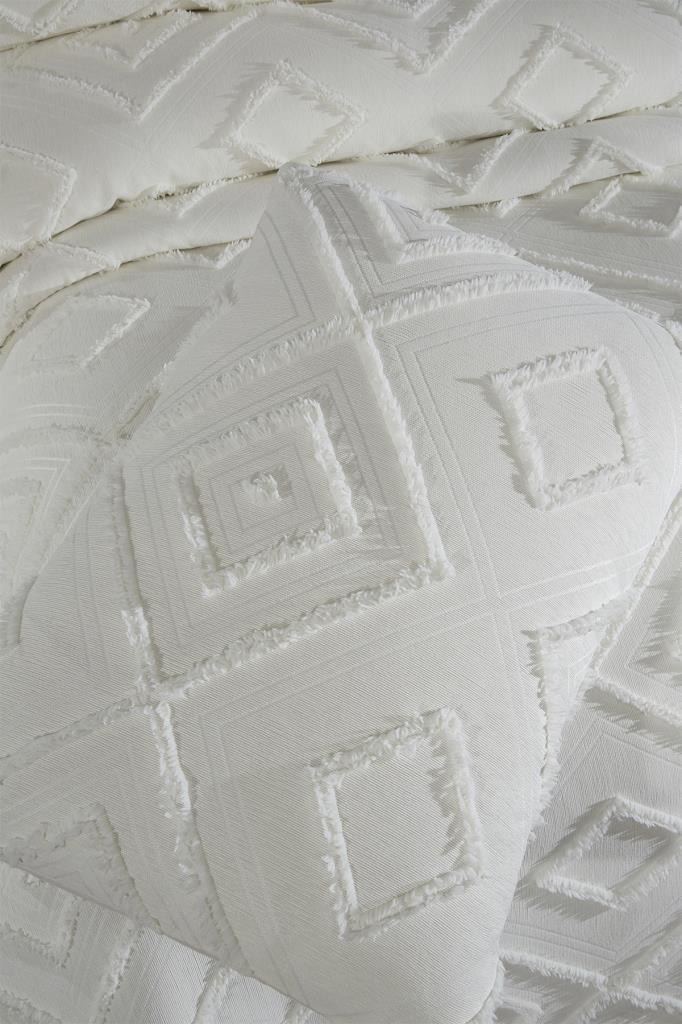 Çeyiz Diyarı Samira 3 Parça Çift Kişilik Pike Takımı Krem - 5