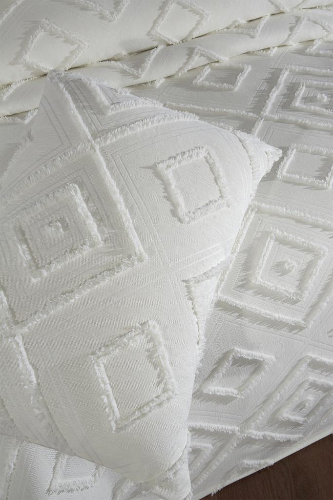 Çeyiz Diyarı Samira 3 Parça Çift Kişilik Pike Takımı Krem - 6