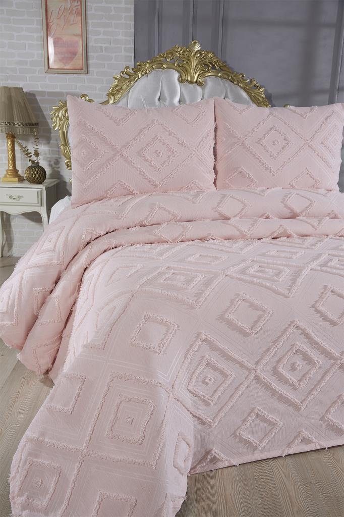 Çeyiz Diyarı Samira 3 Parça Çift Kişilik Pike Takımı Pudra - 2