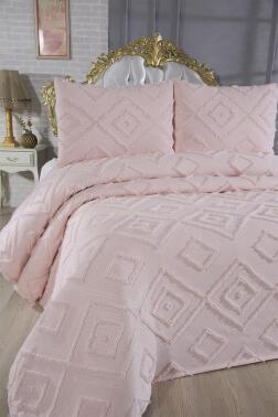 Çeyiz Diyarı Samira 3 Parça Çift Kişilik Pike Takımı Pudra - 2