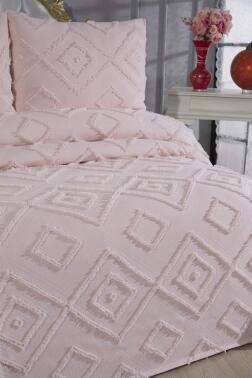 Çeyiz Diyarı Samira 3 Parça Çift Kişilik Pike Takımı Pudra - 3