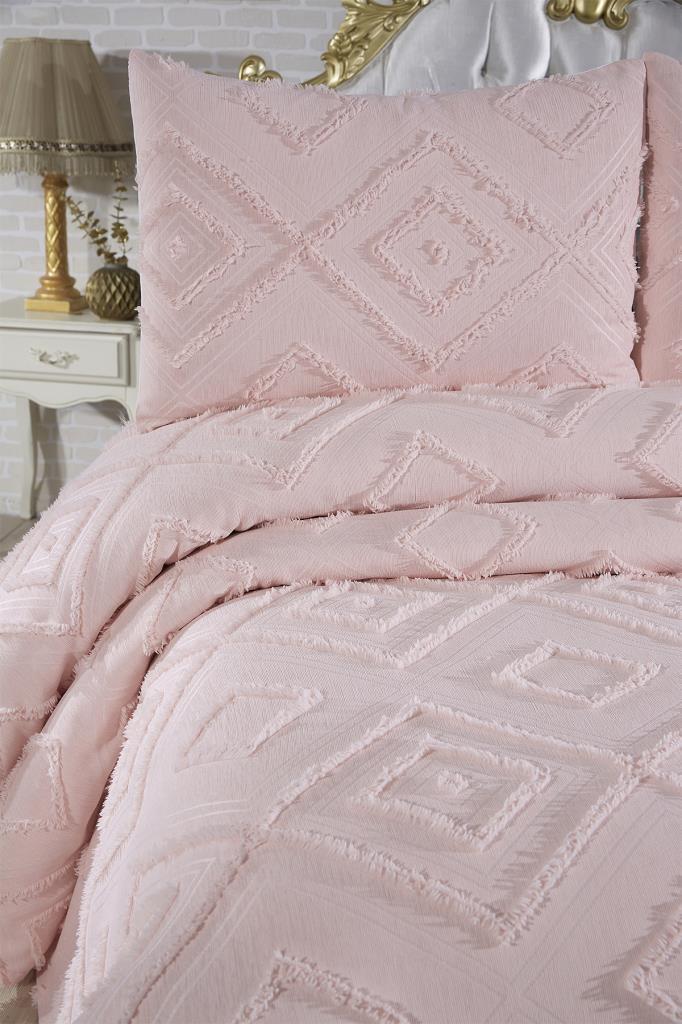 Çeyiz Diyarı Samira 3 Parça Çift Kişilik Pike Takımı Pudra - 4