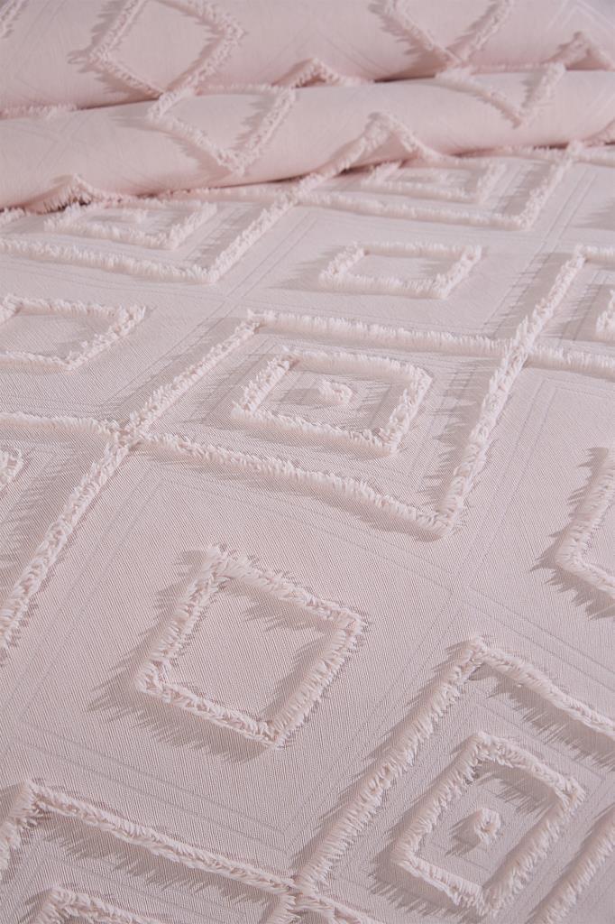 Çeyiz Diyarı Samira 3 Parça Çift Kişilik Pike Takımı Pudra - 5