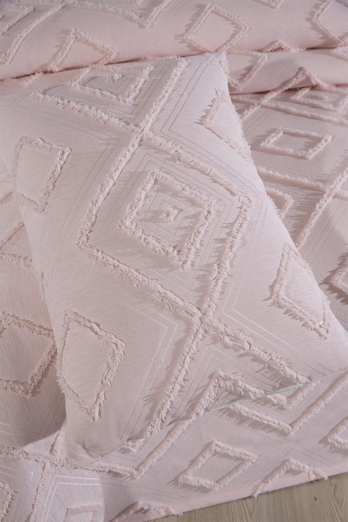 Çeyiz Diyarı Samira 3 Parça Çift Kişilik Pike Takımı Pudra - 6