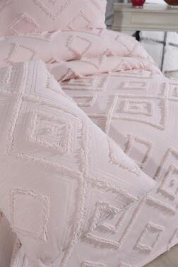 Çeyiz Diyarı Samira 3 Parça Çift Kişilik Pike Takımı Pudra - 7