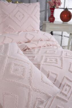 Çeyiz Diyarı Samira 3 Parça Çift Kişilik Pike Takımı Pudra - 8