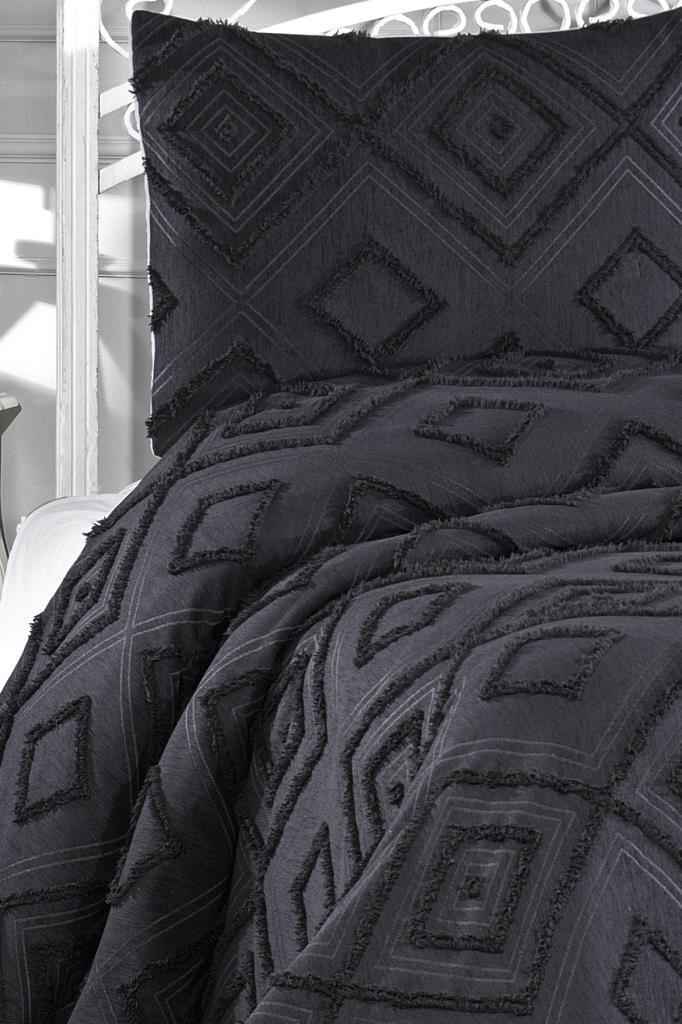 Çeyiz Diyarı Samira 3 Parça Çift Kişilik Pike Takımı Siyah - 4