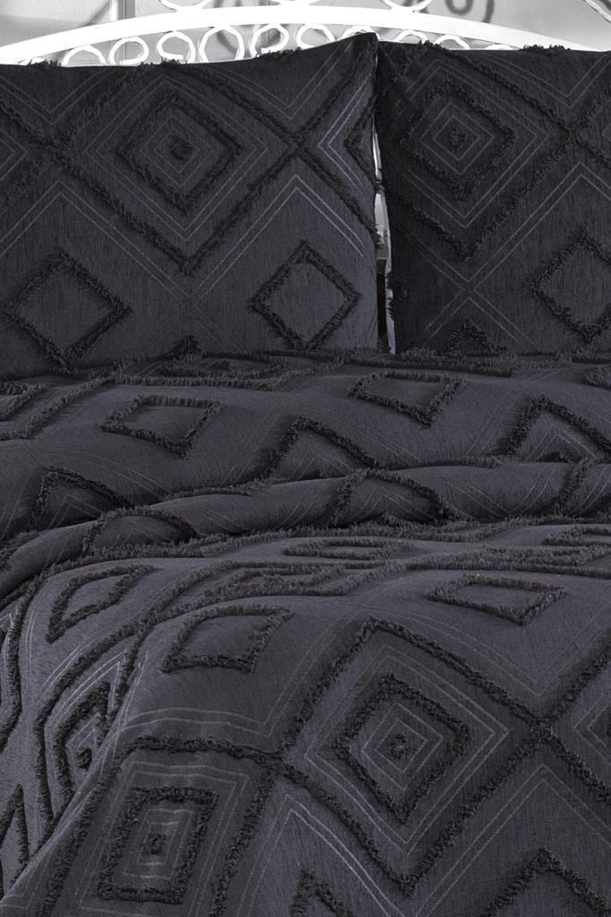 Çeyiz Diyarı Samira 3 Parça Çift Kişilik Pike Takımı Siyah - 5