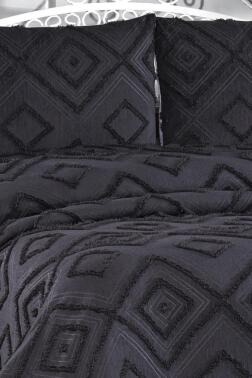 Çeyiz Diyarı Samira 3 Parça Çift Kişilik Pike Takımı Siyah - 5