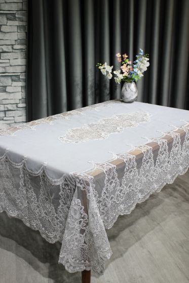 Çeyiz Diyarı Saray Tek Masa Örtüsü 160x230 Cm Gri - Çeyiz Diyarı