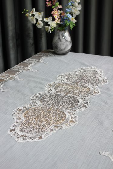 Çeyiz Diyarı Saray Tek Masa Örtüsü 160x230 Cm Gri - Çeyiz Diyarı (1)