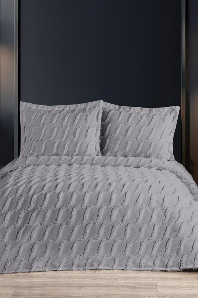 Çeyiz Diyarı Sarkos 3 Parça Çift Kişilik Pike Takımı Gri - 1