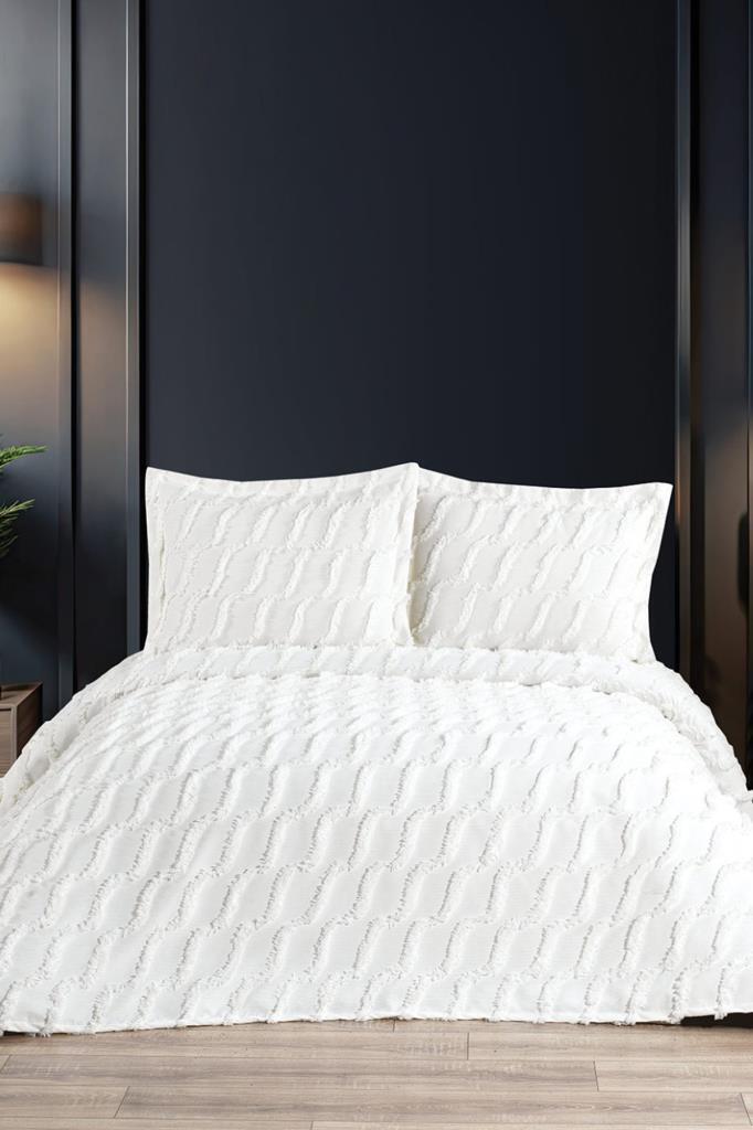 Çeyiz Diyarı Sarkos 3 Parça Çift Kişilik Pike Takımı Krem - 1