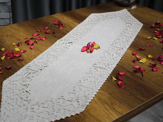 Çeyiz Diyarı Selçuklu Kadife Çift Kat Runner Bej - Çeyiz Diyarı