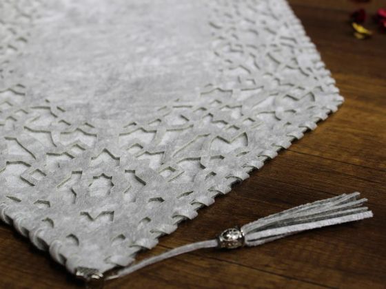 Çeyiz Diyarı Selçuklu Kadife Çift Kat Runner Silver - Çeyiz Diyarı (1)