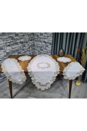 Çeyiz Diyarı Selina 5 Parça Keten Salon Takımı Krem Gold - Çeyiz Diyarı