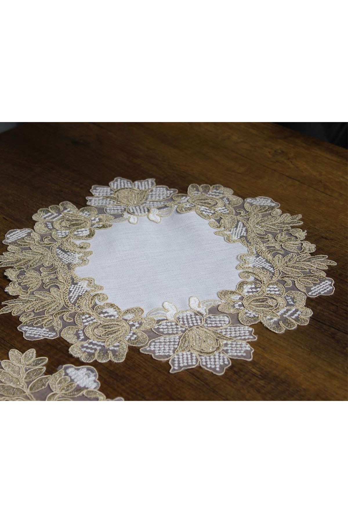 Çeyiz Diyarı Selina 5 Parça Keten Salon Takımı Krem Kahve - 3