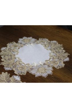 Çeyiz Diyarı Selina 5 Parça Keten Salon Takımı Krem Kahve - 3