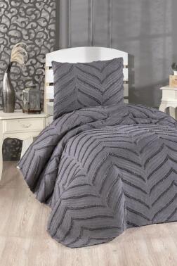 Çeyiz Diyarı Sementina 2 Parça Tek Kişilik Pike Takımı Antrasit - 1