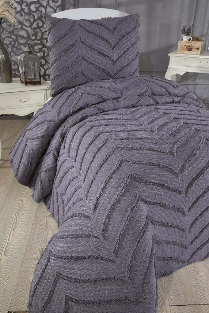 Çeyiz Diyarı Sementina 2 Parça Tek Kişilik Pike Takımı Antrasit - 2