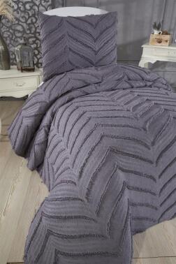 Çeyiz Diyarı Sementina 2 Parça Tek Kişilik Pike Takımı Antrasit - 2