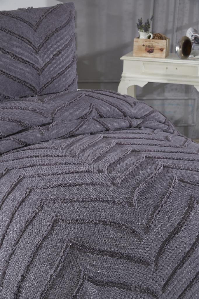 Çeyiz Diyarı Sementina 2 Parça Tek Kişilik Pike Takımı Antrasit - 3