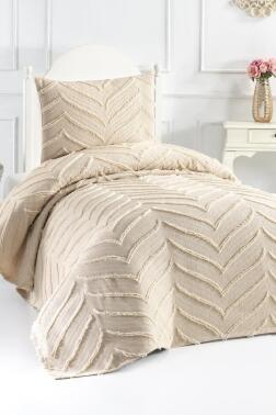 Çeyiz Diyarı Sementina 2 Parça Tek Kişilik Pike Takımı Bej - 1