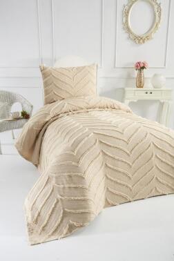 Çeyiz Diyarı Sementina 2 Parça Tek Kişilik Pike Takımı Bej - 2