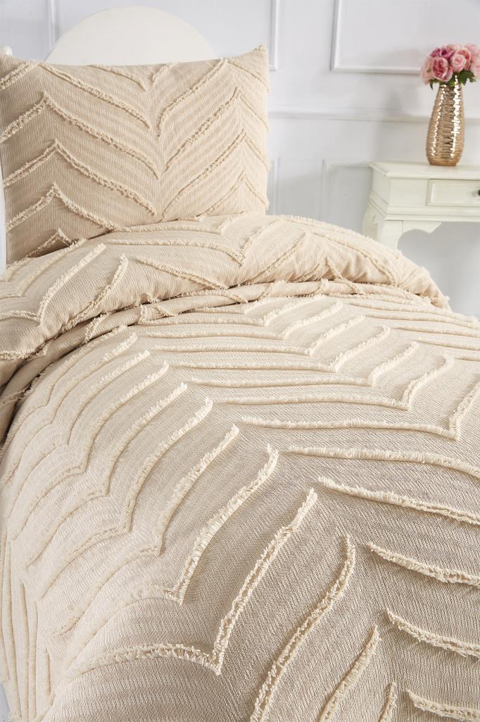 Çeyiz Diyarı Sementina 2 Parça Tek Kişilik Pike Takımı Bej - 6