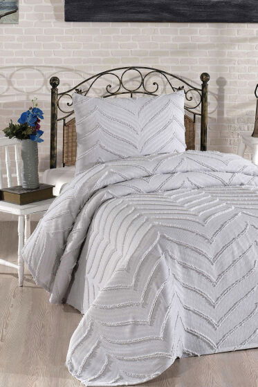 Çeyiz Diyarı Sementina 2 Parça Tek Kişilik Pike Takımı Gri - Çeyiz Diyarı