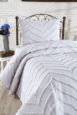 Çeyiz Diyarı Sementina 2 Parça Tek Kişilik Pike Takımı Gri - 3