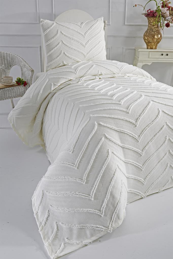 Çeyiz Diyarı Sementina 2 Parça Tek Kişilik Pike Takımı Krem - 2