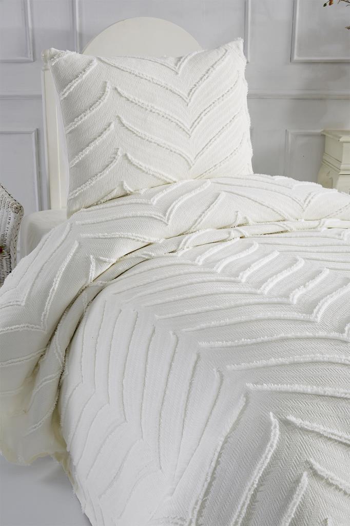 Çeyiz Diyarı Sementina 2 Parça Tek Kişilik Pike Takımı Krem - 3