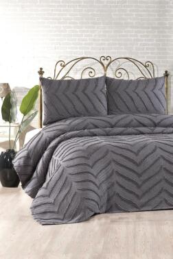 Çeyiz Diyarı Sementina 3 Parça Çift Kişilik Pike Takımı Antrasit - 1