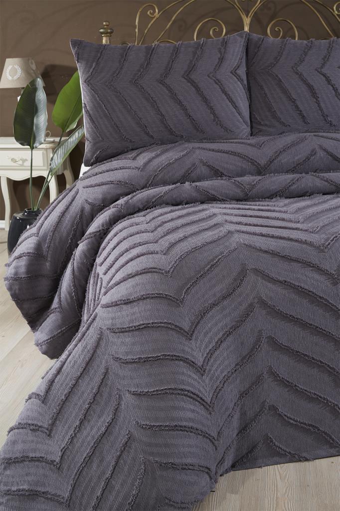 Çeyiz Diyarı Sementina 3 Parça Çift Kişilik Pike Takımı Antrasit - 2