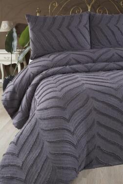 Çeyiz Diyarı Sementina 3 Parça Çift Kişilik Pike Takımı Antrasit - 2